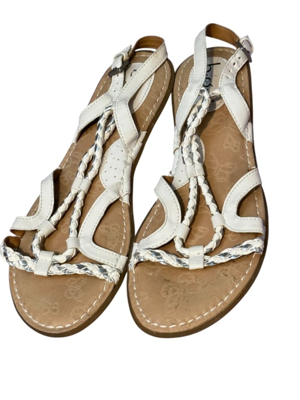 B.O.C. White Braided Leather Strappy Sandals – Women’s Size 9M